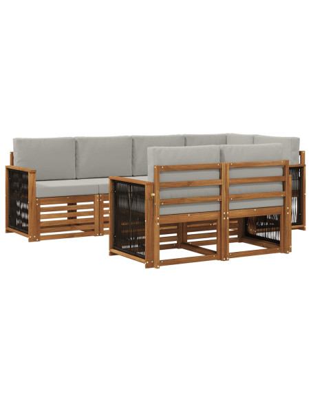 Set divano sezionale con cuscino 6 pcs Naturale e Grigio Chiaro