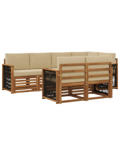Set divano sezionale con cuscino 6 pcs Naturale