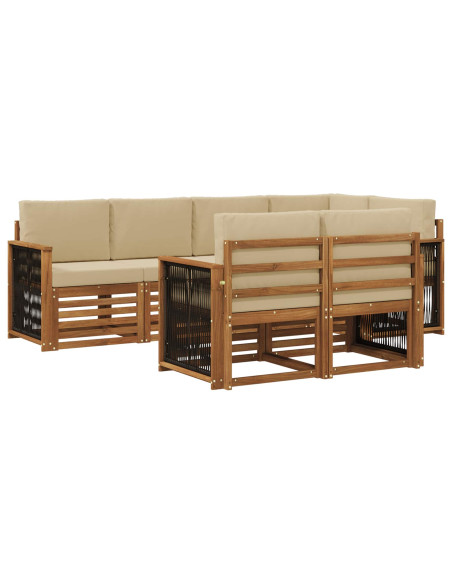 Set divano sezionale con cuscino 6 pcs Naturale