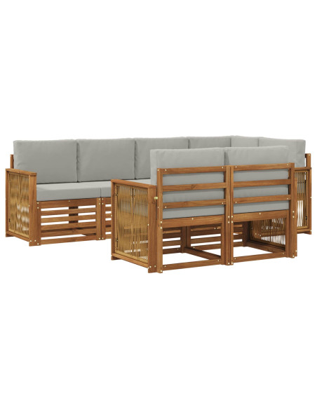 Set divano sezionale con cuscino 6 pcs Naturale e Grigio Chiaro