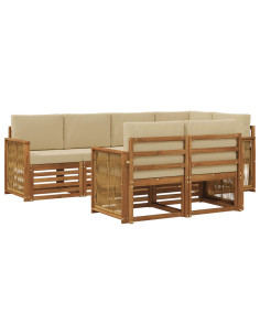 Set divano sezionale con cuscino 6 pcs Naturale
