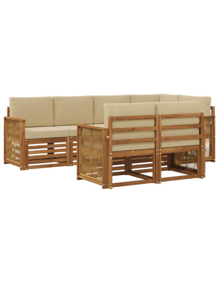 Set divano sezionale con cuscino 6 pcs Naturale