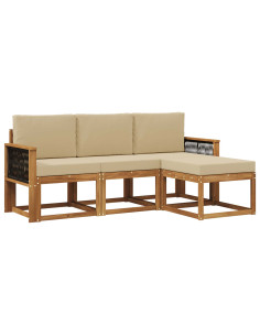 Set di divani da esterno con cuscino 4 pcs Naturale