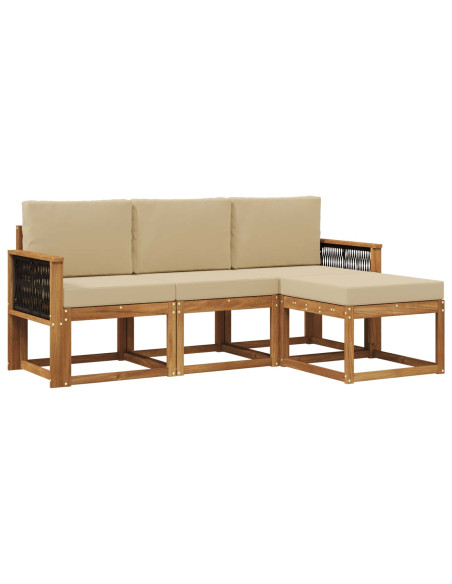 Set di divani da esterno con cuscino 4 pcs Naturale