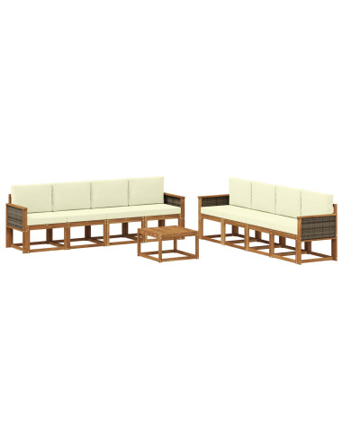 Set di divani da esterno con cuscino 7 pcs Naturale e Crema