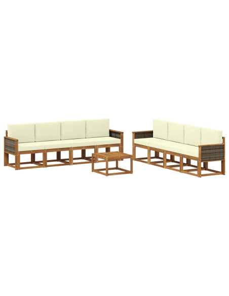 Set di divani da esterno con cuscino 7 pcs Naturale e Crema