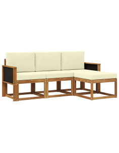 Set di divani da esterno con cuscino 4 pcs Naturale e Crema