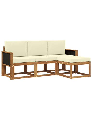Set di divani da esterno con cuscino 4 pcs Naturale e Crema