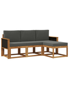 Set di divani da esterno con cuscino 4 pcs Naturale e Antracite