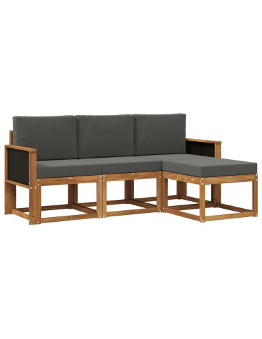 Set di divani da esterno con cuscino 4 pcs Naturale e Antracite