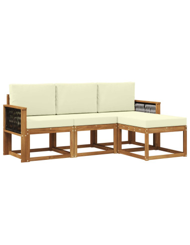 Set di divani da esterno con cuscino 4 pcs Naturale e Crema