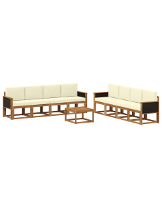 Set di divani da esterno con cuscino 7 pcs Naturale e Crema