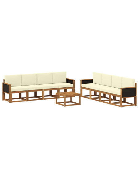Set di divani da esterno con cuscino 7 pcs Naturale e Crema