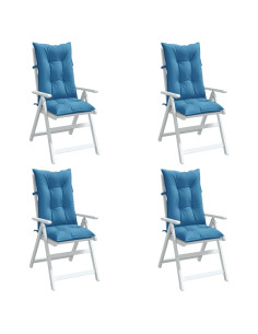 Cuscini Sedia Schiena Alta 4 Blu Mélange 120x50x7 Tessuto