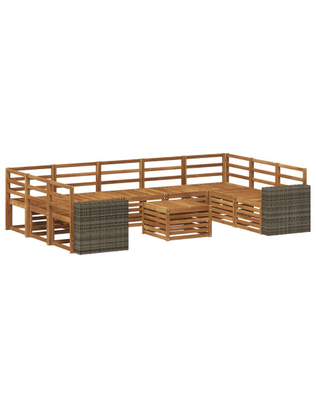 Set divani 10 pcs Naturale Legno di Acacia Massello