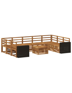 Set divani 10 pcs Naturale Legno di Acacia Massello
