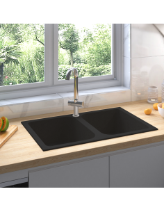 Lavello da cucina Nero 76 x 48 x 30 cm Quarzo e Resina