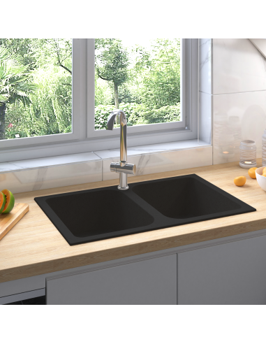 Lavello da cucina Nero 76 x 48 x 30 cm Quarzo e Resina