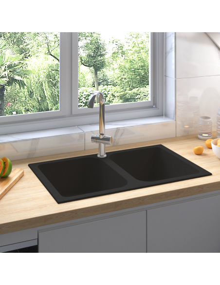 Lavello da cucina Nero 76 x 48 x 30 cm Quarzo e Resina