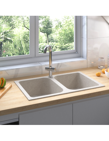 Lavello da cucina Beige 76 x 48 x 30 cm Quarzo e Resina