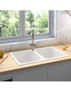 Lavello da cucina Bianco 76 x 48 x 30 cm Quarzo e Resina