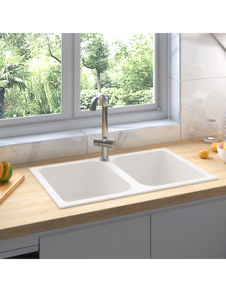 Lavello da cucina Bianco 76 x 48 x 30 cm Quarzo e Resina