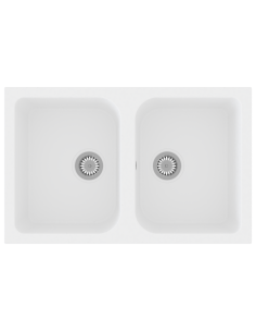 Lavello da cucina Bianco 76 x 48 x 30 cm Quarzo e Resina 2