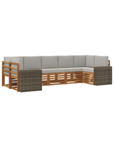 Set divano sezionale 7 pcs Naturale e Grigio Chiaro Poliestere