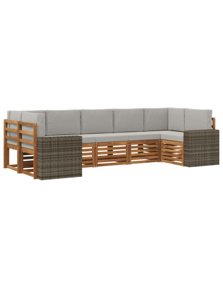 Set divano sezionale 7 pcs Naturale e Grigio Chiaro Poliestere