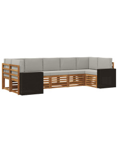 Set divano sezionale 7 pcs Naturale e Grigio Chiaro Poliestere