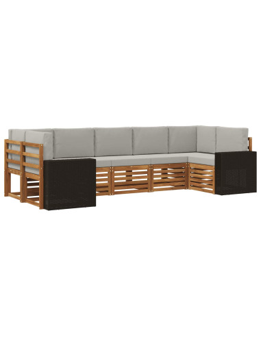 Set divano sezionale 7 pcs Naturale e Grigio Chiaro Poliestere