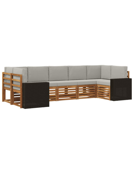 Set divano sezionale 7 pcs Naturale e Grigio Chiaro Poliestere