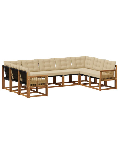 Set di divani da esterno con cuscino 9 pcs Naturale e Beige