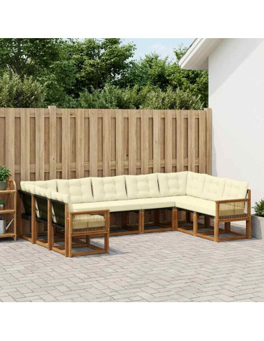 Set di divani da esterno con cuscino 9 pcs Naturale e Crema
