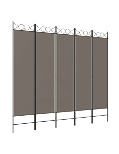 Divisorio a 5 Pannelli Antracite 200x220 cm Tessuto 2