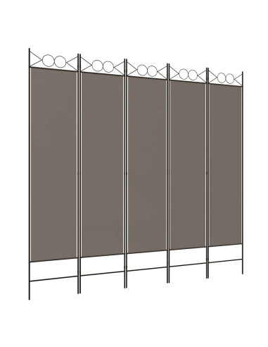 Divisorio a 5 Pannelli Antracite 200x220 cm Tessuto