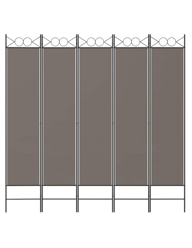 Divisorio a 5 Pannelli Antracite 200x220 cm Tessuto