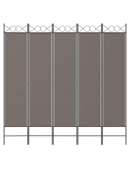 Divisorio a 5 Pannelli Antracite 200x220 cm Tessuto