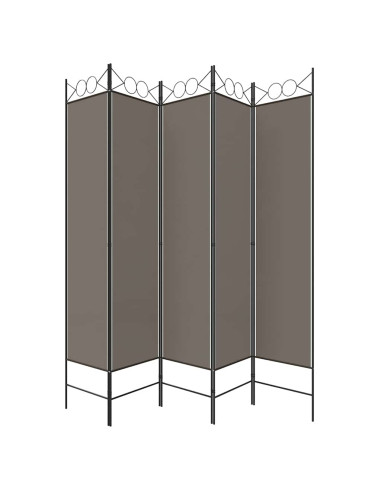 Divisorio a 5 Pannelli Antracite 200x220 cm Tessuto