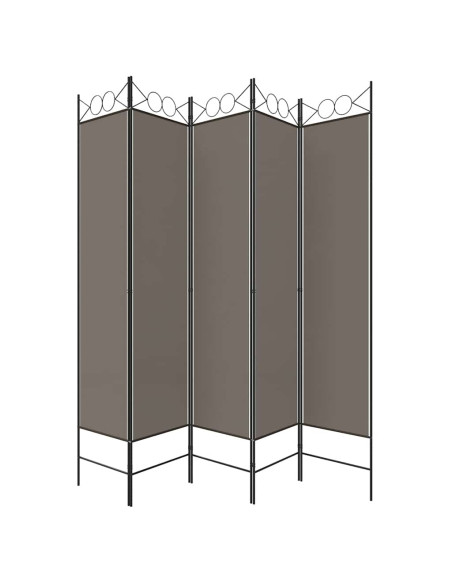 Divisorio a 5 Pannelli Antracite 200x220 cm Tessuto