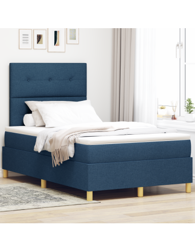 Letto a Sorgente LED con materasso Blu 120 x 190 cm Tessuto