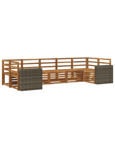 Set divano sezionale 7 pcs Naturale Legno di Acacia Massello