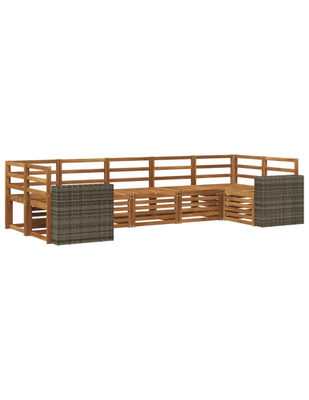 Set divano sezionale 7 pcs Naturale Legno di Acacia Massello