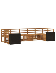 Set divano sezionale 7 pcs Naturale Legno di Acacia Massello