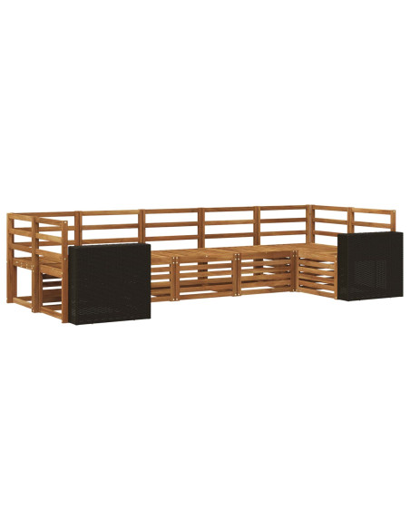 Set divano sezionale 7 pcs Naturale Legno di Acacia Massello
