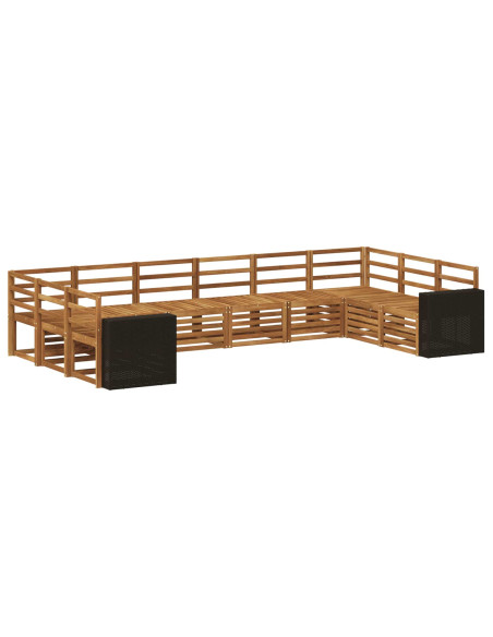 Set divano sezionale 10 pcs Naturale Legno di Acacia Massello