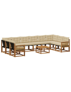 Set di divani da esterno con cuscino 11 pcs Naturale e Beige
