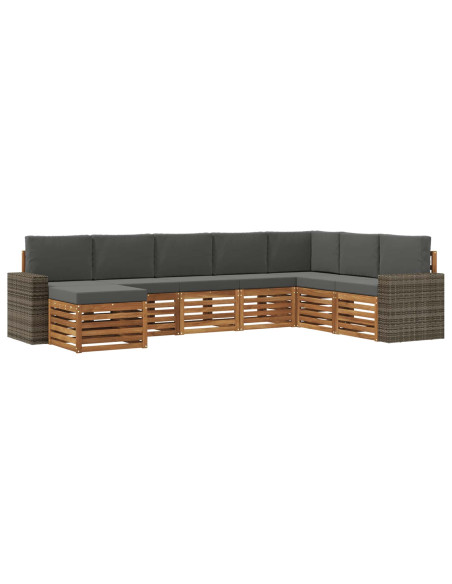 Set di divani da esterno con cuscino 8 pcs Naturale e Antracite