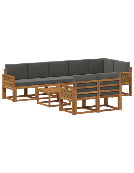 Set di divani da esterno 9 pcs Naturale e Antracite Poliestere