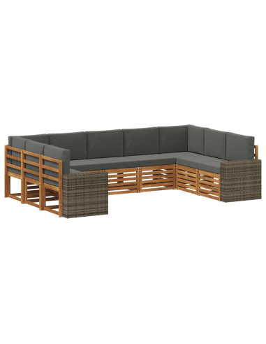 Set divano sezionale 9 pcs Naturale e Antracite Poliestere